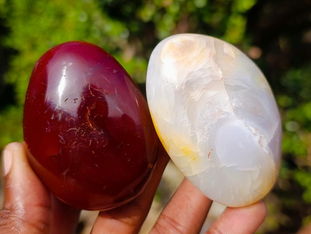 Polished Carnelian Agate Gemstone Galets x 31 From Madagascar - Toprock Gemstones and Minerals 