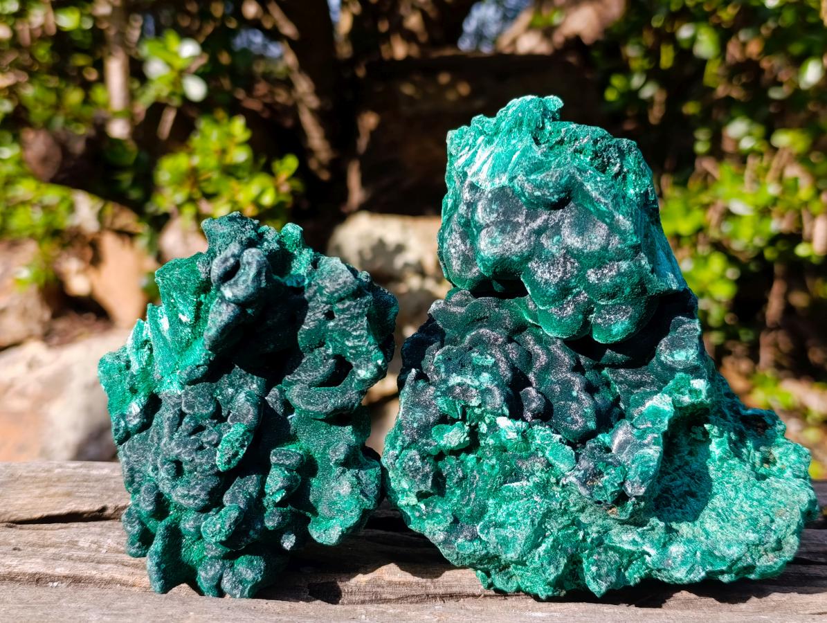 Natural Cabinet Silky Malachite Specimens x 2 From Kasompe, Congo - Toprock Gemstones and Minerals 