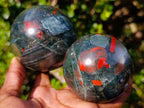 Polished Bloodstone Spheres x 2 From Swaziland - Toprock Gemstones and Minerals 