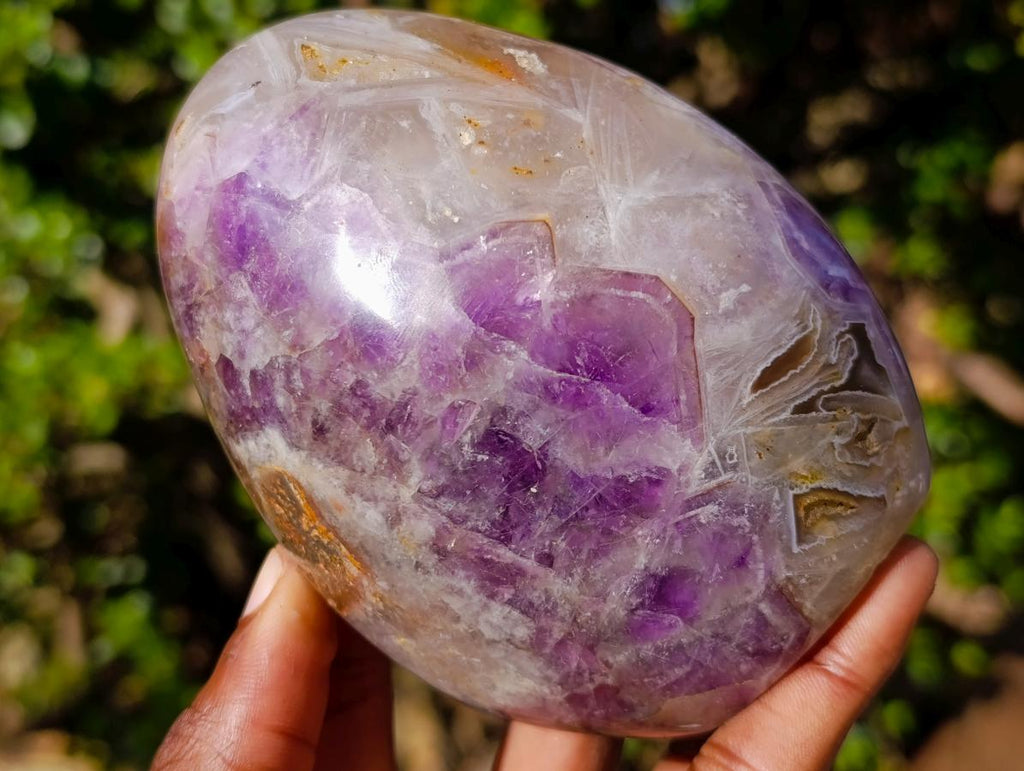 Polished Purple Chevron Amethyst Standing Display Pieces x 3 From Madagascar - Toprock Gemstones and Minerals 