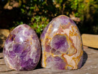 Polished Purple Chevron Amethyst Standing Display Pieces x 3 From Madagascar - Toprock Gemstones and Minerals 
