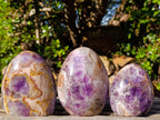 Polished Purple Chevron Amethyst Standing Display Pieces x 3 From Madagascar - Toprock Gemstones and Minerals 