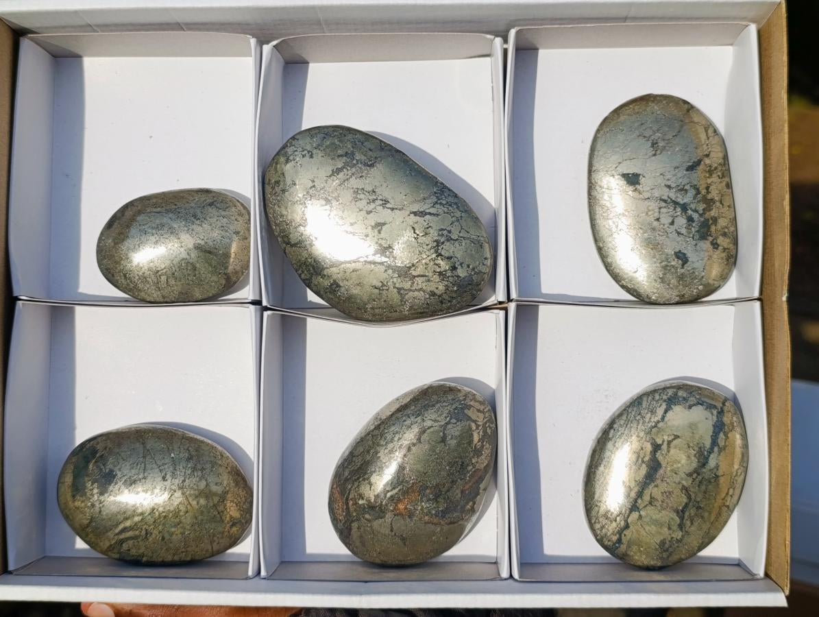 Polished Basalt Pharaoh Stone Galets x 6 From Iron Duke Mine, Zimbabwe - Toprock Gemstones and Minerals 