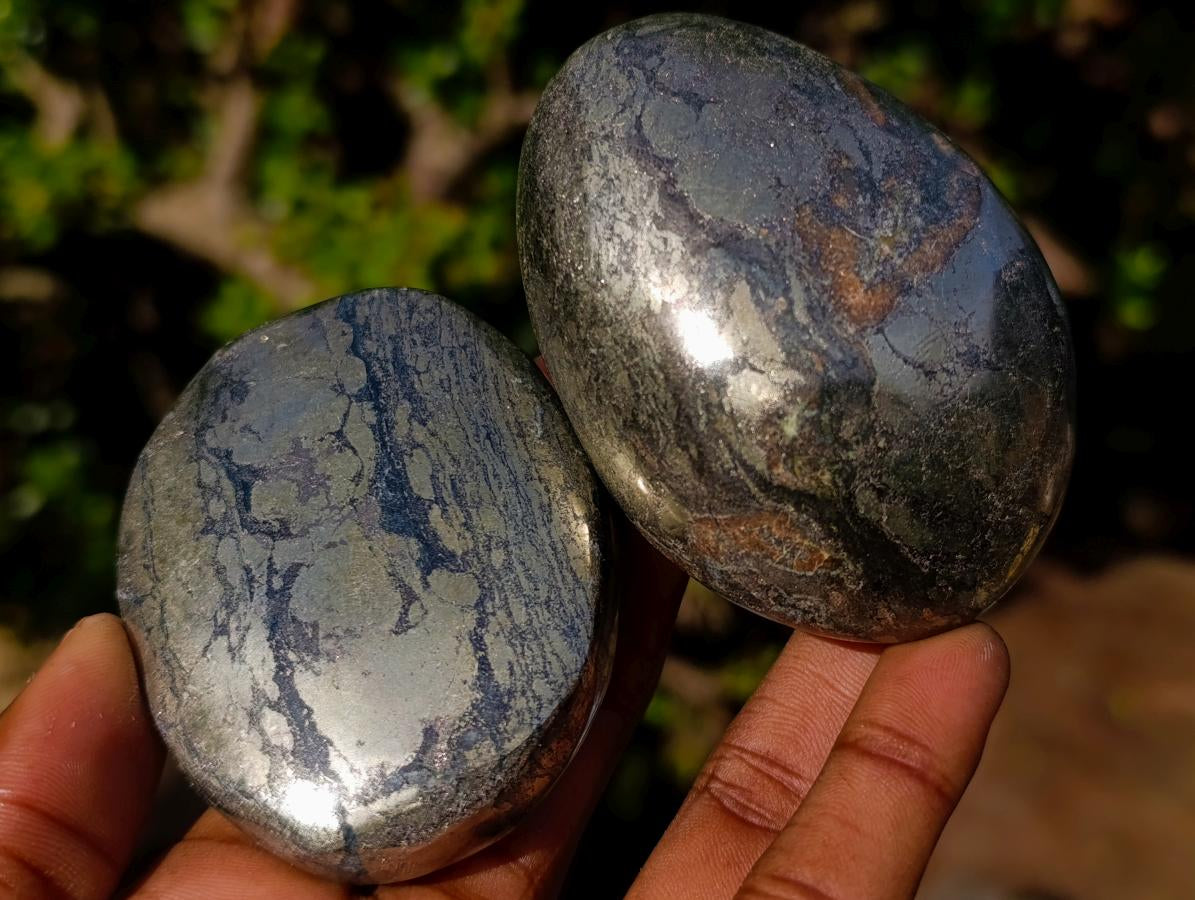 Polished Basalt Pharaoh Stone Galets x 6 From Iron Duke Mine, Zimbabwe - Toprock Gemstones and Minerals 