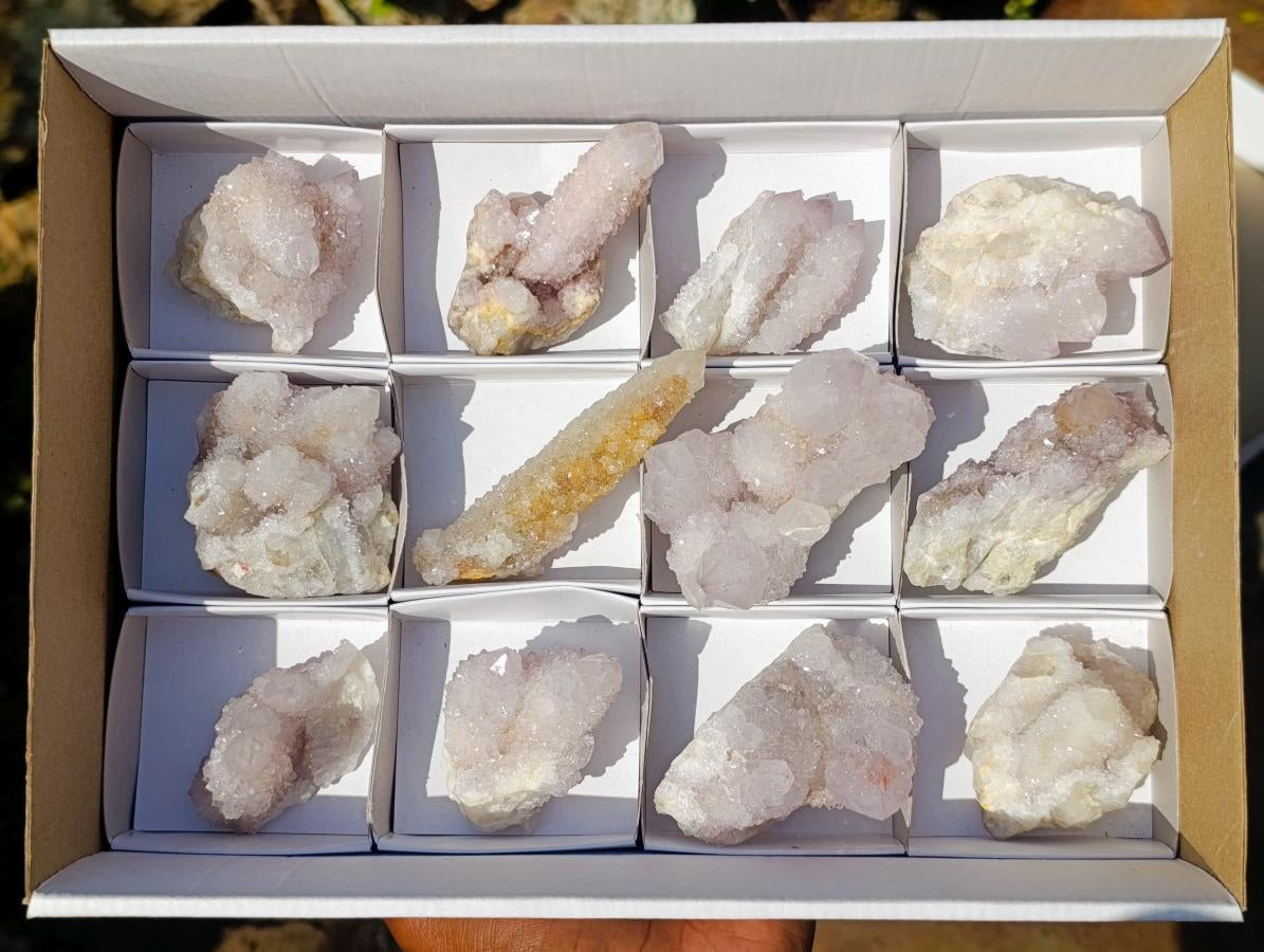 Natural Mixed Smokey and Amethyst Spirit Quartz Crystal Clusters x 12 From Boekenhouthoek, South Africa - Toprock Gemstones and Minerals 