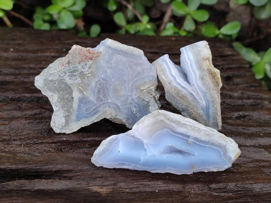 Polished On One Side Blue Lace Agate Geodes x 19 From Nsanje, Malawi - Toprock Gemstones and Minerals 