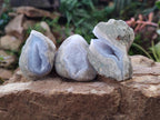 Polished On One Side Blue Lace Agate Geodes x 19 From Nsanje, Malawi - Toprock Gemstones and Minerals 