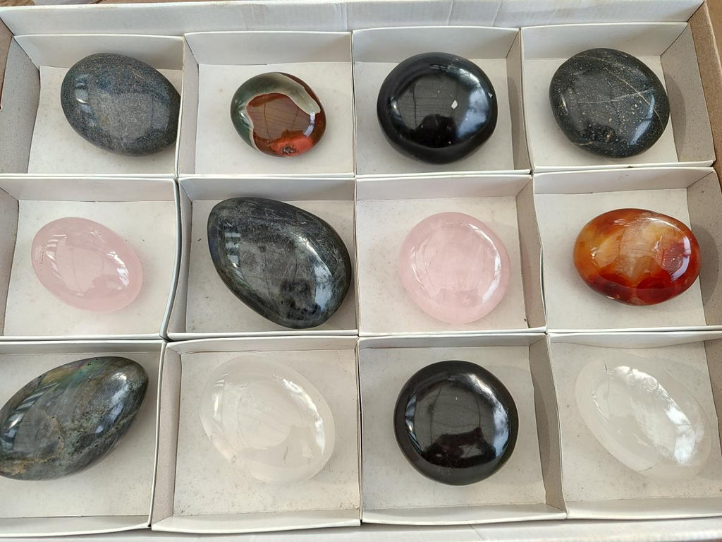 Polished Mixed Multi Mineral Galets x 12 From Madagascar - Toprock Gemstones and Minerals 