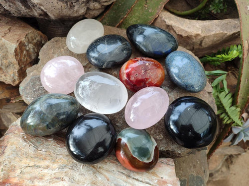 Polished Mixed Multi Mineral Galets x 12 From Madagascar - Toprock Gemstones and Minerals 