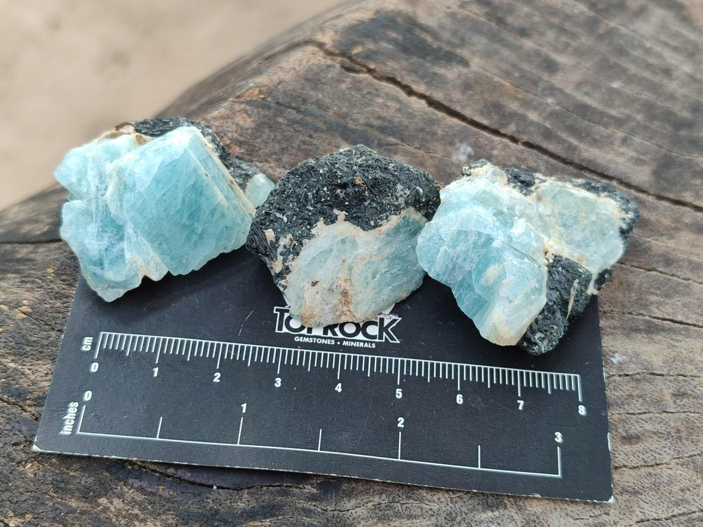 Natural Rare Aquamarine in Black Tourmaline Specimens x 70 From Karibib, Namibia - Toprock Gemstones and Minerals 