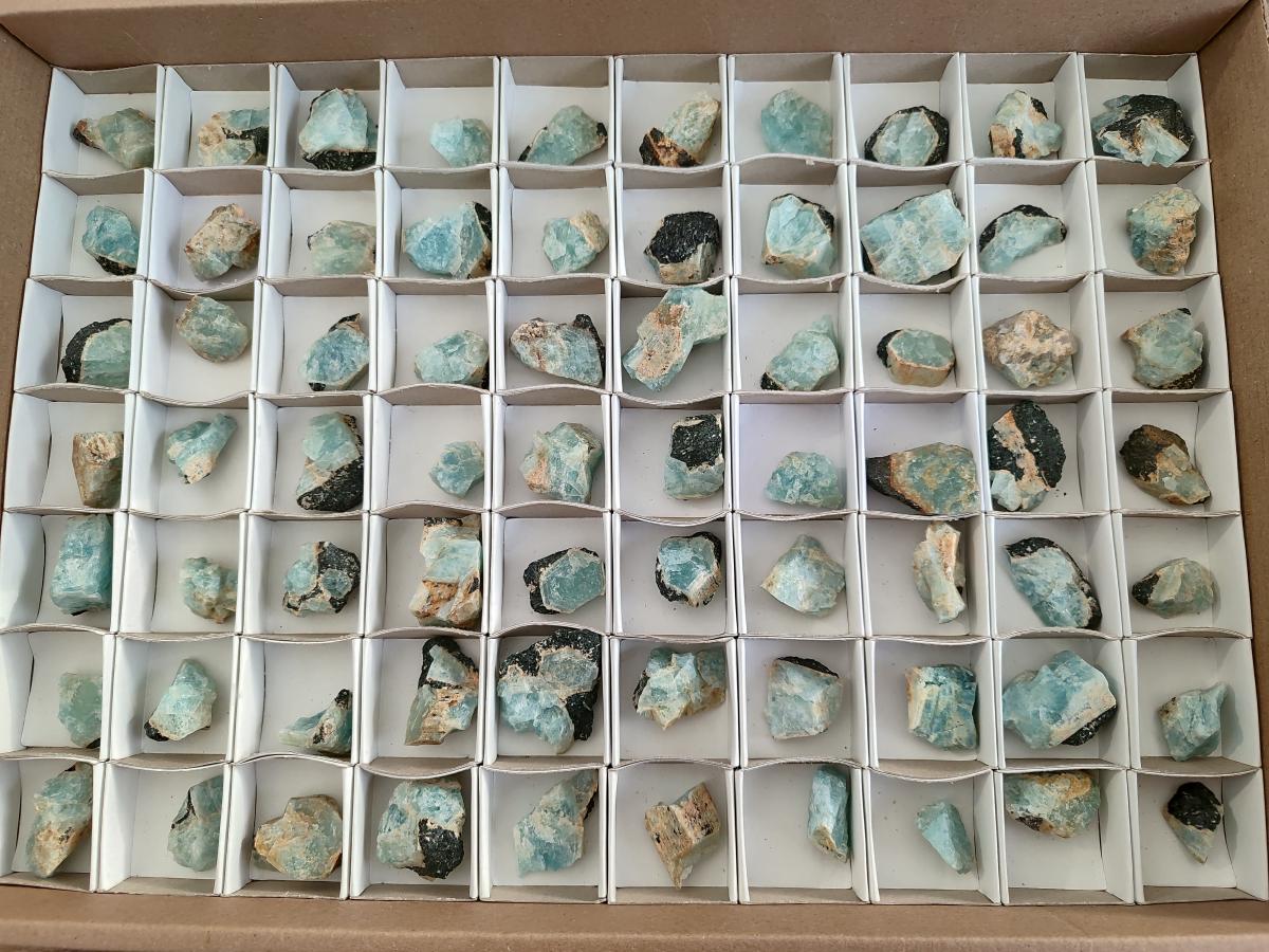 Natural Rare Aquamarine in Black Tourmaline Specimens x 70 From Karibib, Namibia - Toprock Gemstones and Minerals 