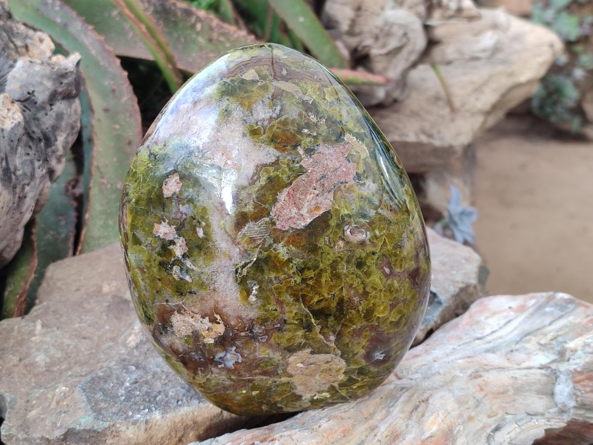 Polished Large Green Opal Standing Display Piece x 1 From Betroka, Madagascar - Toprock Gemstones and Minerals 