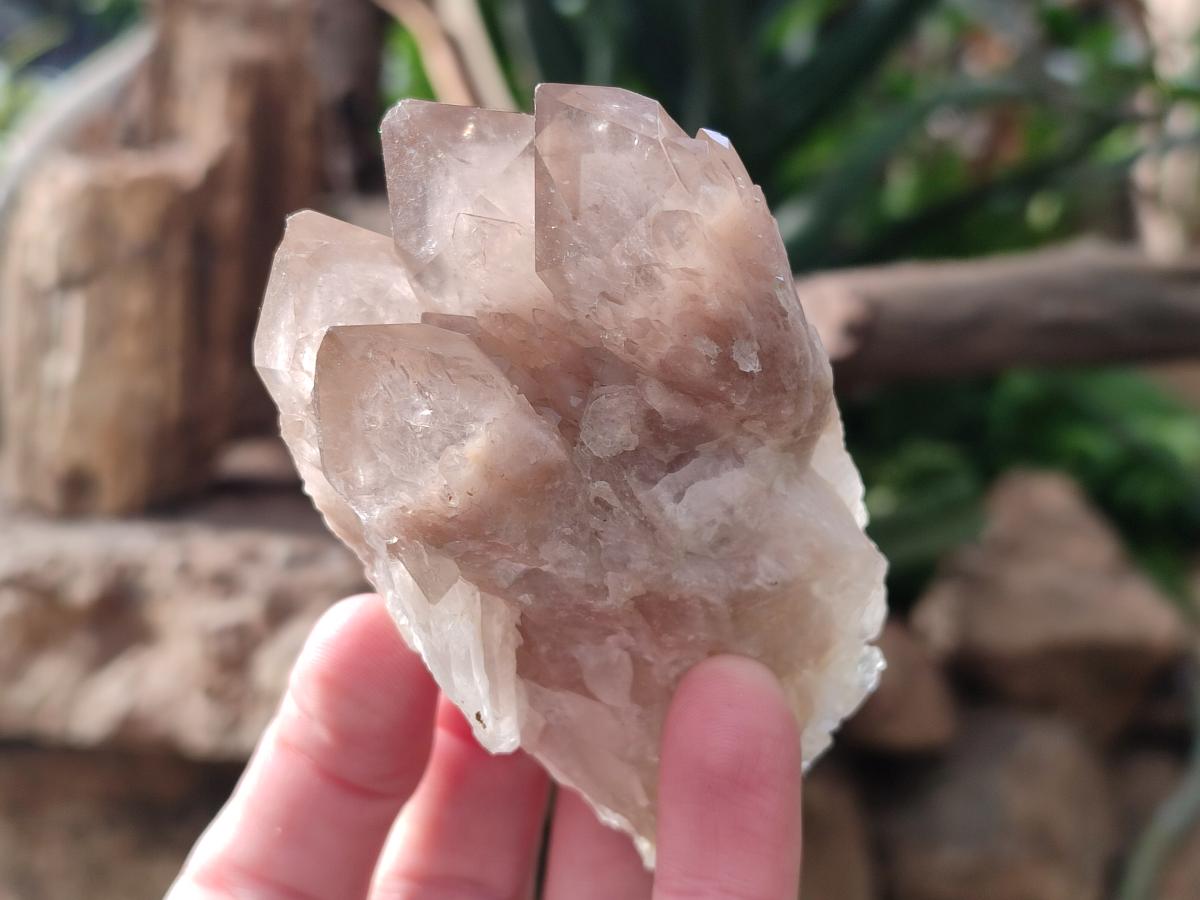 Natural Cascading White Phantom Smokey Luena Quartz Clusters x 6 From Luena, Congo - Toprock Gemstones and Minerals 