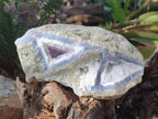Natural Large Rare Blue Lace Agate Geodes with Amethyst Centres x 2 From Nsanje, Malawi - Toprock Gemstones and Minerals 