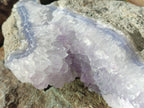 Natural Large Rare Blue Lace Agate Geodes with Amethyst Centres x 2 From Nsanje, Malawi - Toprock Gemstones and Minerals 