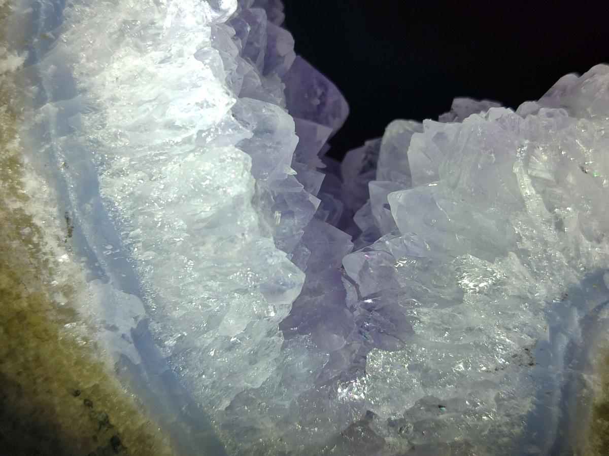 Natural Large Rare Blue Lace Agate Geodes with Amethyst Centres x 2 From Nsanje, Malawi - Toprock Gemstones and Minerals 
