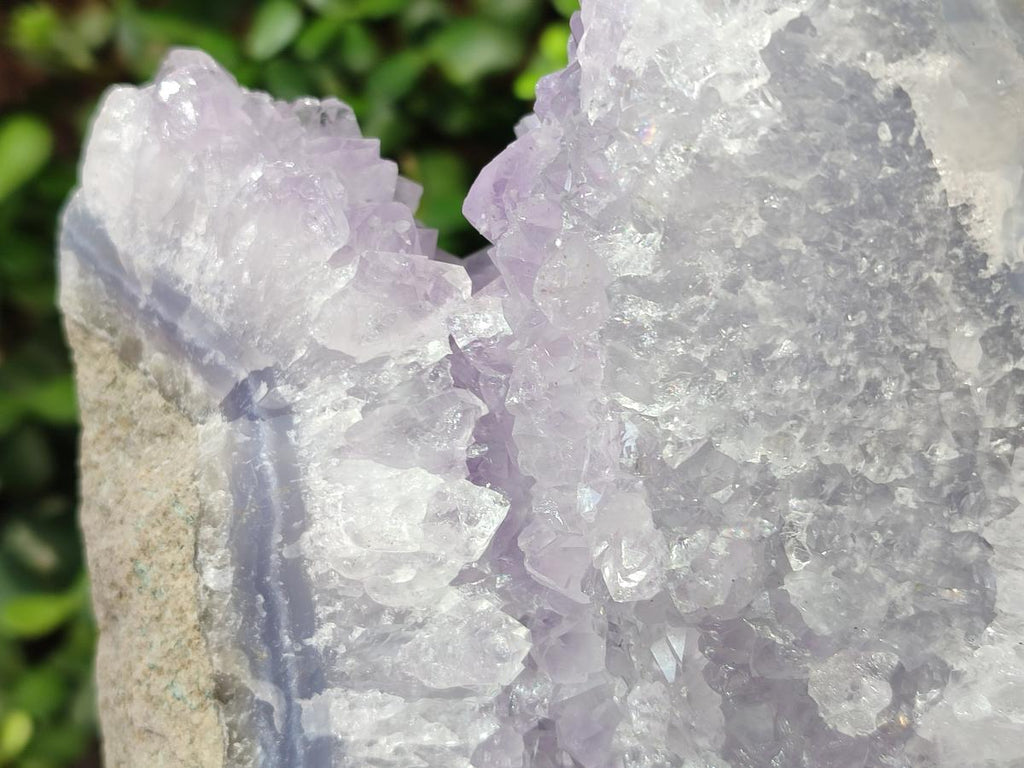 Natural Large Rare Blue Lace Agate Geodes with Amethyst Centres x 2 From Nsanje, Malawi - Toprock Gemstones and Minerals 