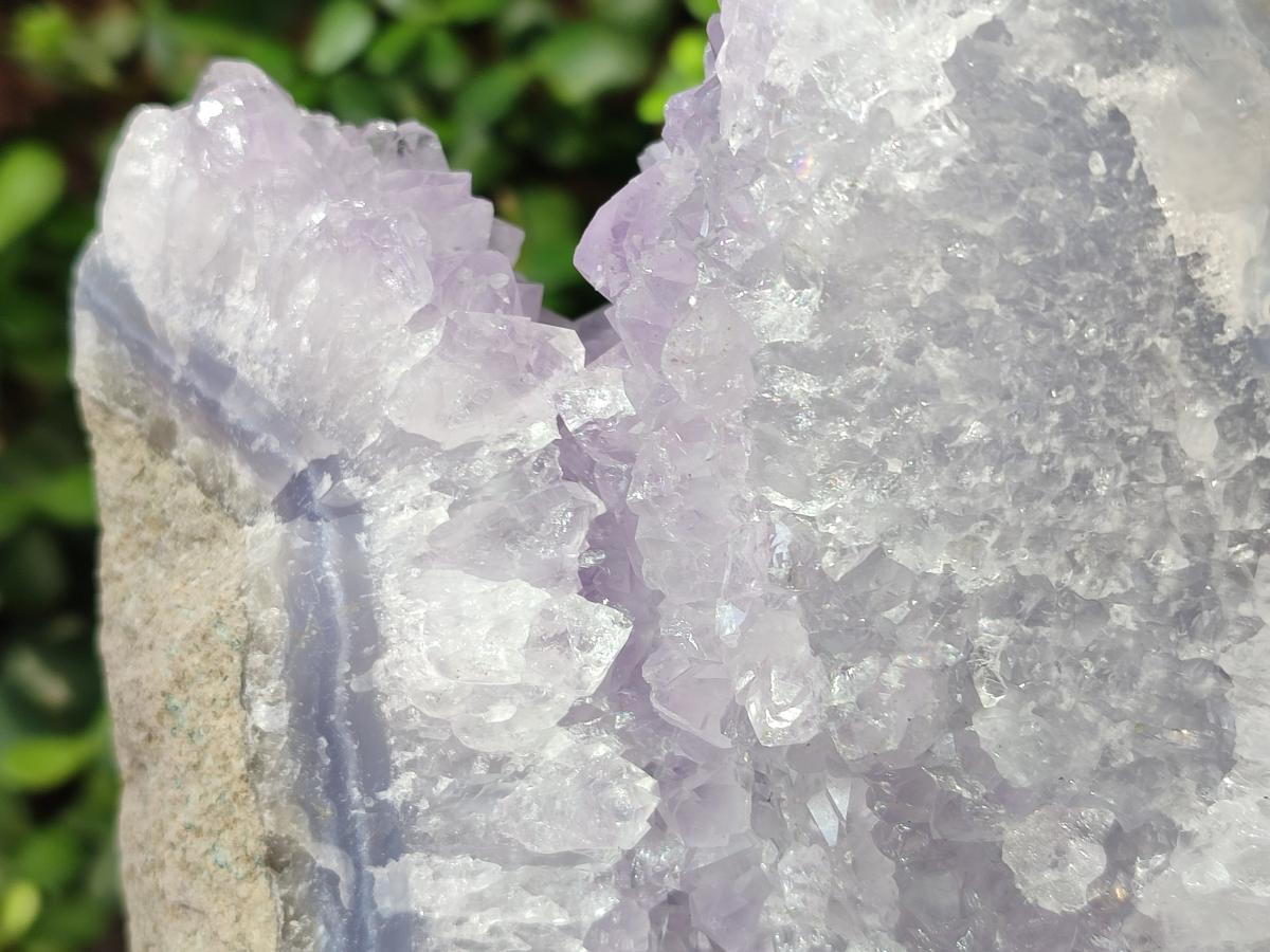 Natural Large Rare Blue Lace Agate Geodes with Amethyst Centres x 2 From Nsanje, Malawi - Toprock Gemstones and Minerals 