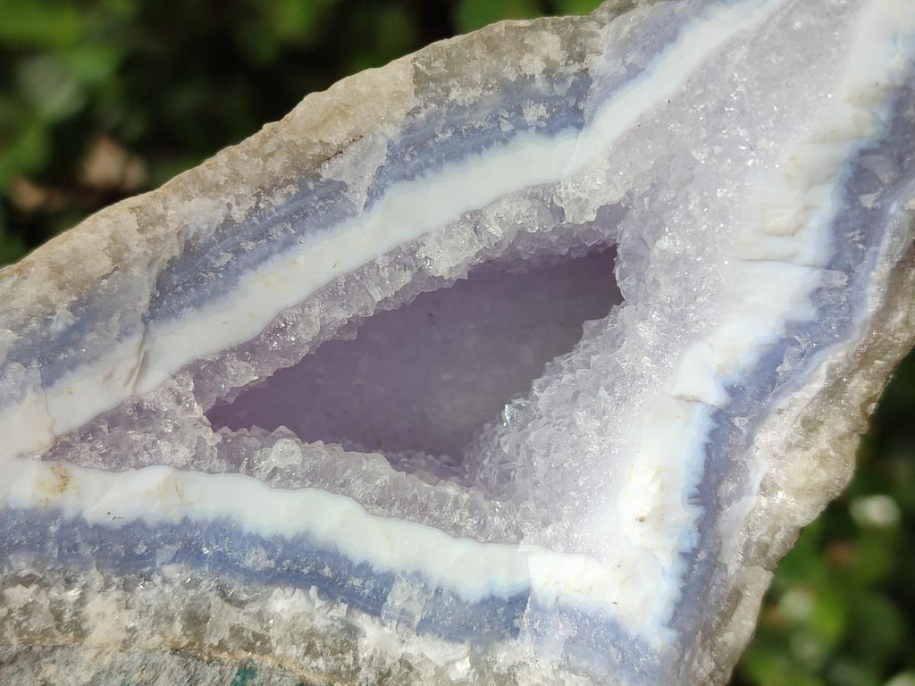 Natural Large Rare Blue Lace Agate Geodes with Amethyst Centres x 2 From Nsanje, Malawi - Toprock Gemstones and Minerals 