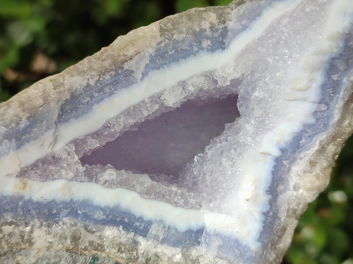 Natural Large Rare Blue Lace Agate Geodes with Amethyst Centres x 2 From Nsanje, Malawi - Toprock Gemstones and Minerals 