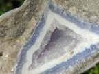 Natural Large Rare Blue Lace Agate Geodes with Amethyst Centres x 2 From Nsanje, Malawi - Toprock Gemstones and Minerals 