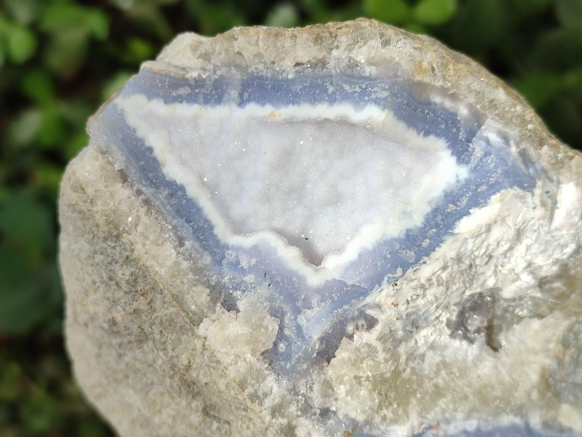 Natural Large Rare Blue Lace Agate Geodes with Amethyst Centres x 2 From Nsanje, Malawi - Toprock Gemstones and Minerals 