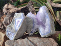 Natural Large Rare Blue Lace Agate Geodes with Amethyst Centres x 2 From Nsanje, Malawi - Toprock Gemstones and Minerals 