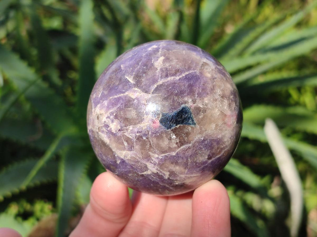 Polished Lepidolite with Pink Rubellite Spheres x 6 From Ambatondrazaka, Madagascar - Toprock Gemstones and Minerals 