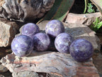 Polished Lepidolite with Pink Rubellite Spheres x 6 From Ambatondrazaka, Madagascar - Toprock Gemstones and Minerals 
