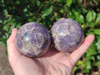 Polished Lepidolite with Pink Rubellite Spheres x 6 From Ambatondrazaka, Madagascar - Toprock Gemstones and Minerals 