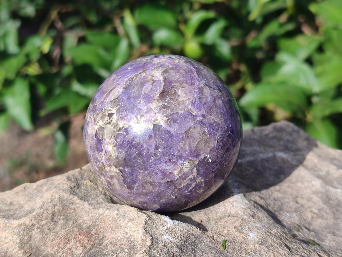 Polished Lepidolite with Pink Rubellite Spheres x 6 From Ambatondrazaka, Madagascar - Toprock Gemstones and Minerals 