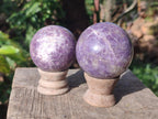 Polished Lepidolite with Pink Rubellite Spheres x 6 From Ambatondrazaka, Madagascar - Toprock Gemstones and Minerals 