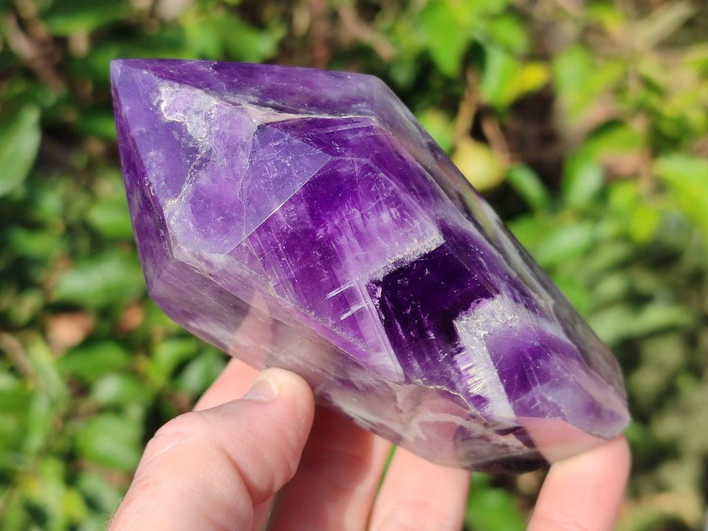 Polished Chevron Amethyst Display Crystal Points x 3 From Zambia - Toprock Gemstones and Minerals 