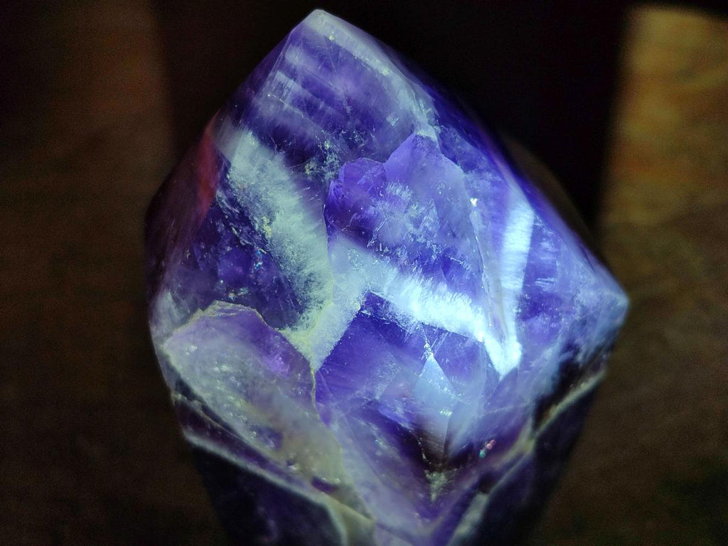 Polished Chevron Amethyst Display Crystal Points x 3 From Zambia - Toprock Gemstones and Minerals 
