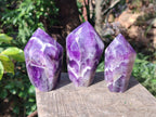 Polished Chevron Amethyst Display Crystal Points x 3 From Zambia - Toprock Gemstones and Minerals 