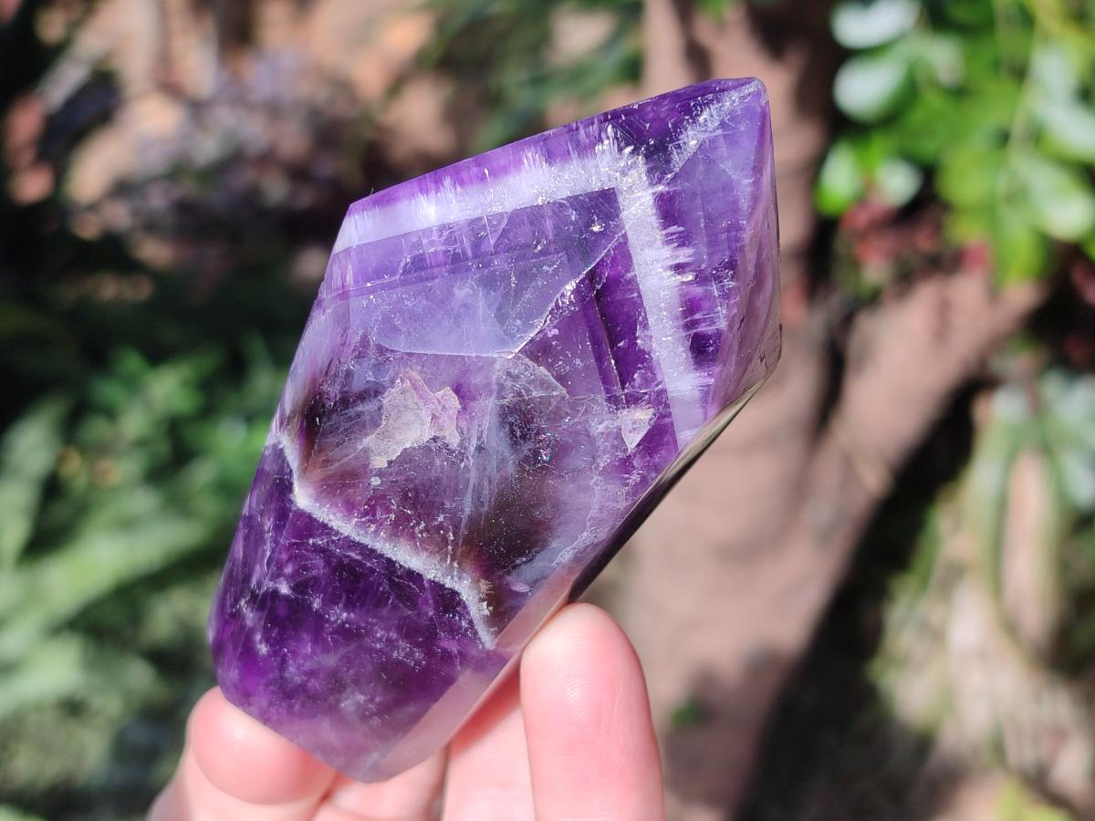 Polished Chevron Amethyst Display Crystal Points x 3 From Zambia - Toprock Gemstones and Minerals 