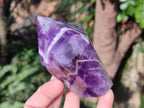 Polished Chevron Amethyst Display Crystal Points x 3 From Zambia - Toprock Gemstones and Minerals 
