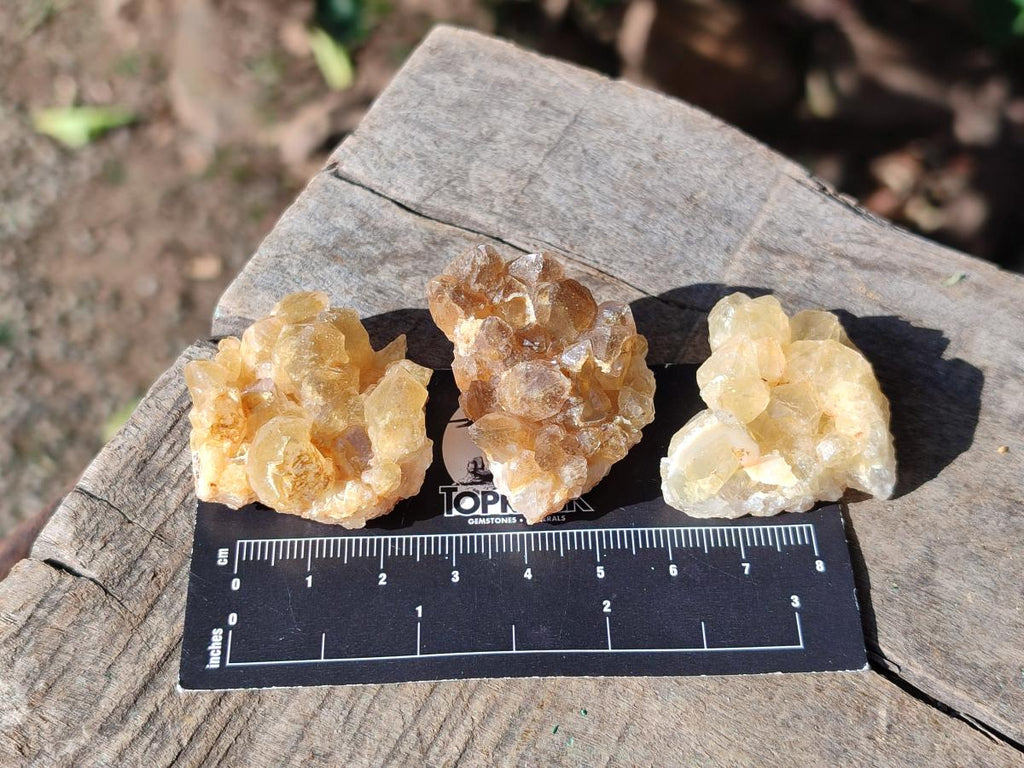 Natural Mini Golden Limonite Quartz Crystal Cluster Plate x 70 From Solwezi, Zambia - Toprock Gemstones and Minerals 