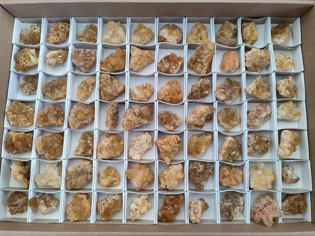 Natural Mini Golden Limonite Quartz Crystal Cluster Plate x 70 From Solwezi, Zambia - Toprock Gemstones and Minerals 