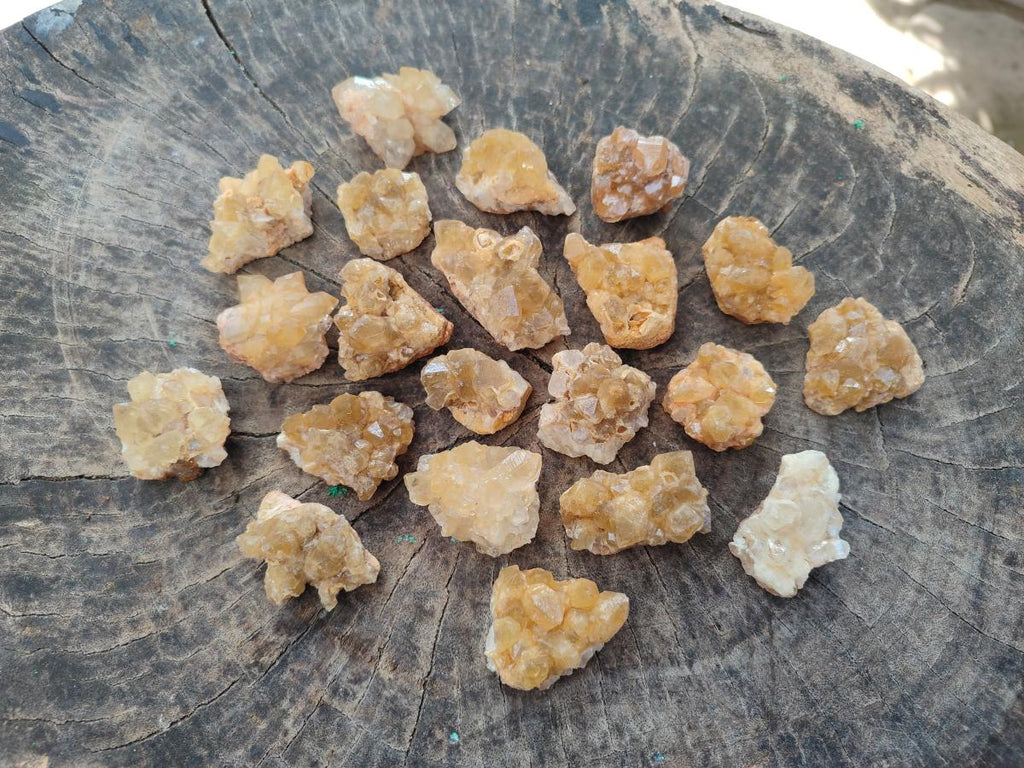 Natural Mini Golden Limonite Quartz Crystal Cluster Plate x 70 From Solwezi, Zambia - Toprock Gemstones and Minerals 
