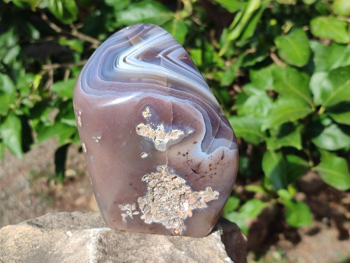 Polished Banded Agate Standing Display Pieces x 2 From Madagascar - Toprock Gemstones and Minerals 