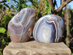 Polished Banded Agate Standing Display Pieces x 2 From Madagascar - Toprock Gemstones and Minerals 