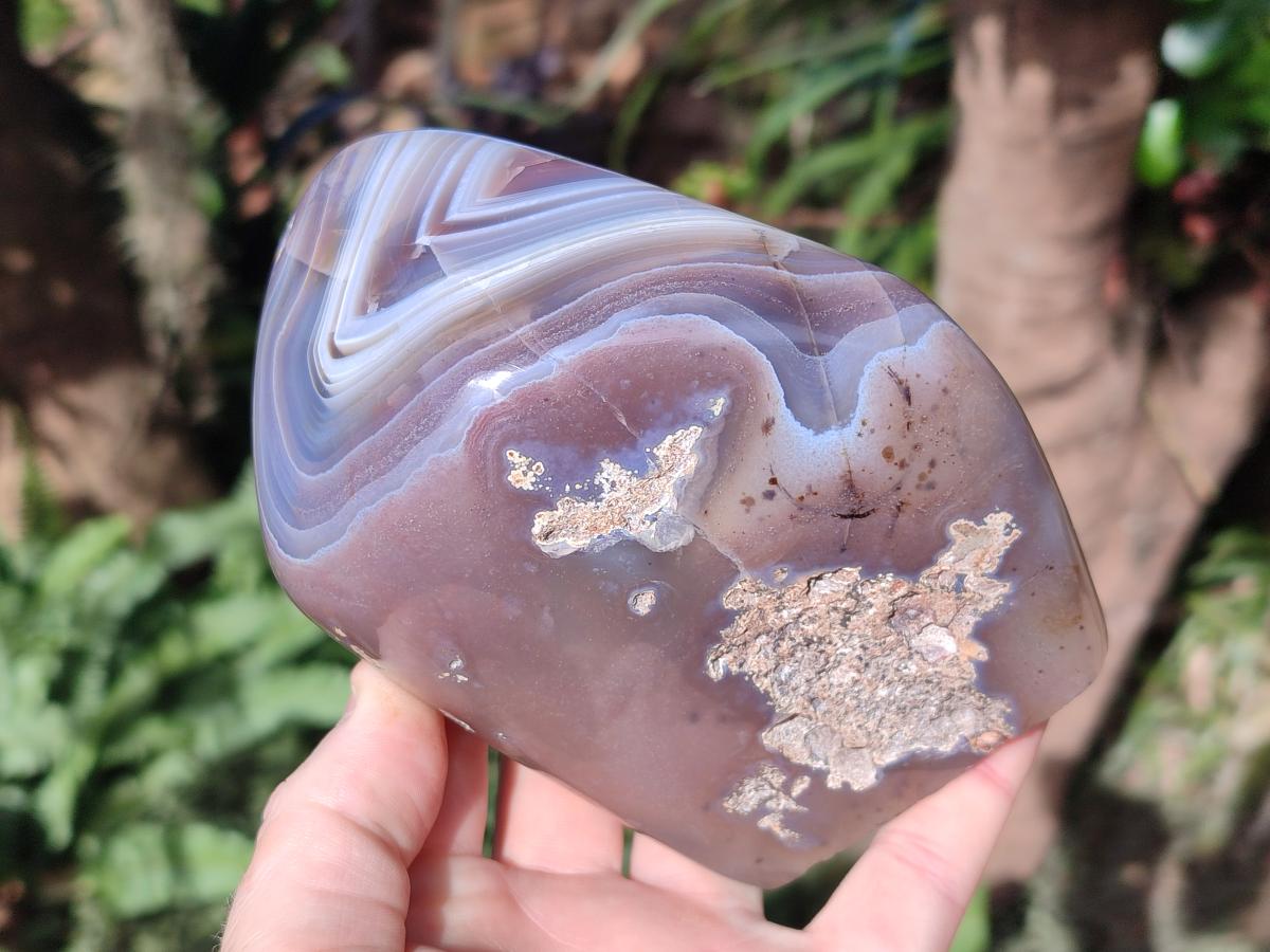 Polished Banded Agate Standing Display Pieces x 2 From Madagascar - Toprock Gemstones and Minerals 