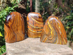 Polished Blue Golden Tigers Eye Standing Display Pieces x 3 From Prieska, South Africa - Toprock Gemstones and Minerals 