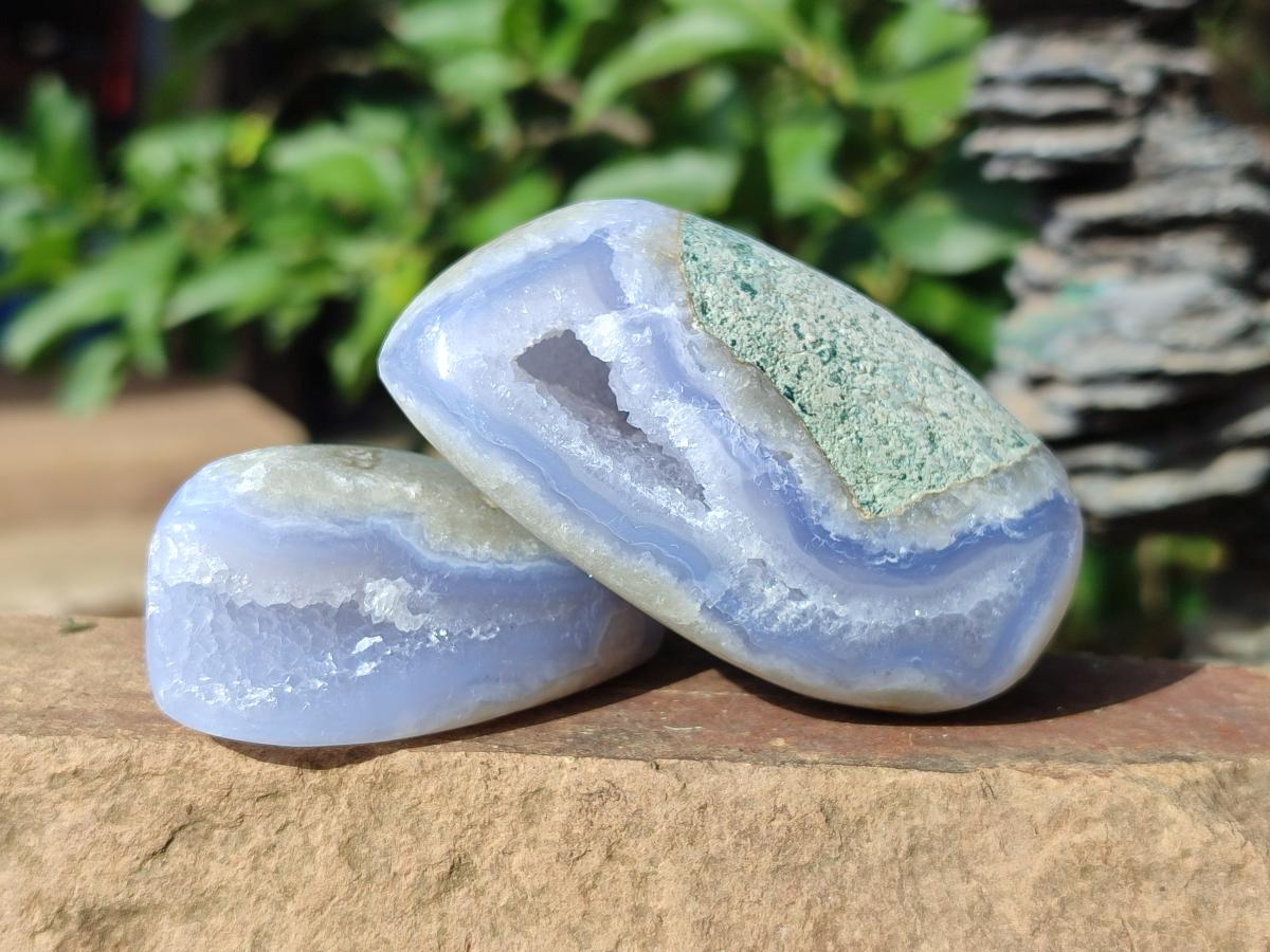 Polished Blue Lace Agate Free Forms x 12 From Nsanje, Malawi - Toprock Gemstones and Minerals 