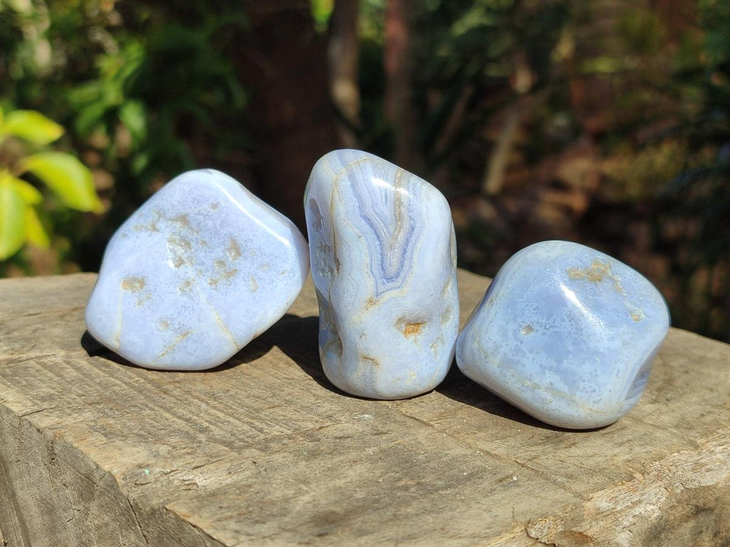 Polished Blue Lace Agate Tumbled Stones x 24 From Nsanje, Malawi - Toprock Gemstones and Minerals 