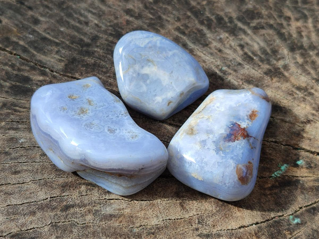Polished Blue Lace Agate Tumbled Stones x 24 From Nsanje, Malawi - Toprock Gemstones and Minerals 