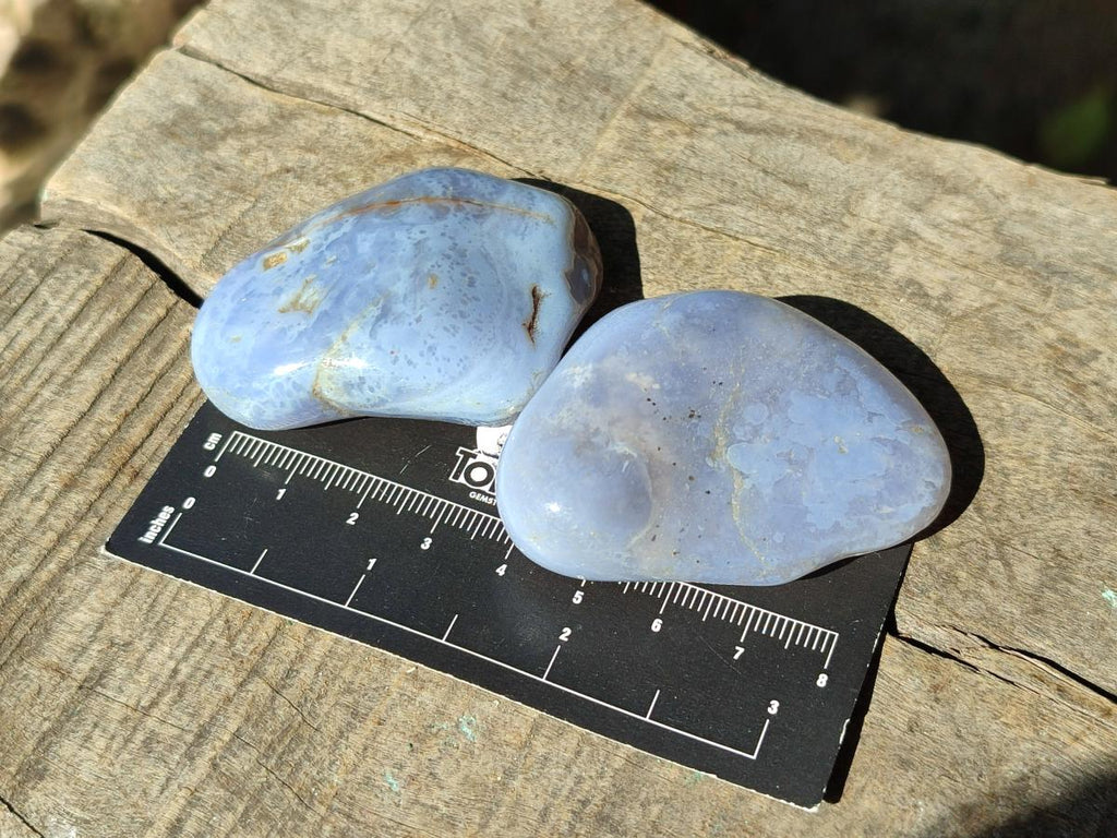 Polished Blue Lace Agate Tumbled Stones x 24 From Nsanje, Malawi - Toprock Gemstones and Minerals 