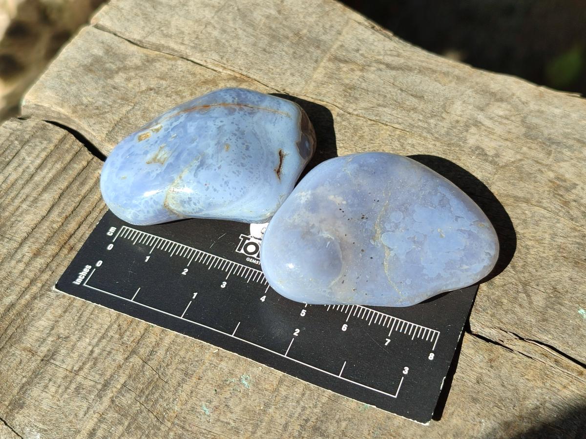Polished Blue Lace Agate Tumbled Stones x 24 From Nsanje, Malawi - Toprock Gemstones and Minerals 