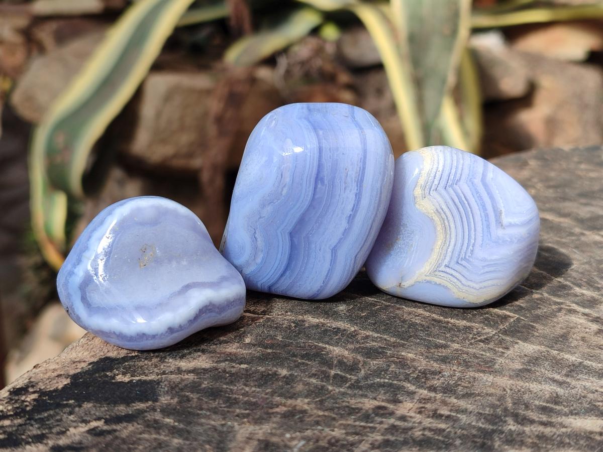 Polished Blue Lace Agate Tumbled Stones x 24 From Nsanje, Malawi - Toprock Gemstones and Minerals 